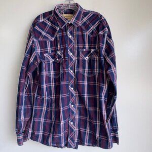 COWBOY LEGEND Pearl Snap Western Plaid Shirt XL